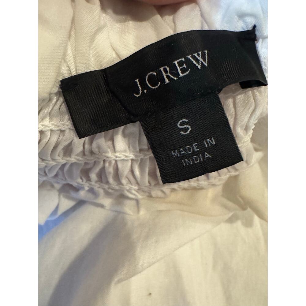 J.Crew Re-Imagined White Puff Sleeve Smocked Peasant Blouse Women’s Size Small - Picture 3 of 8